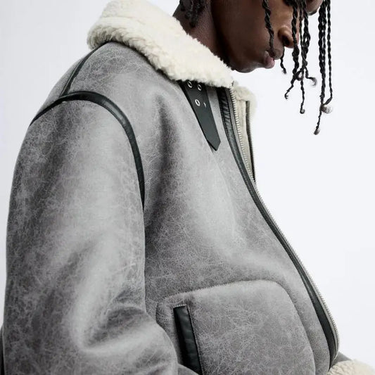 Chaqueta americana de ante con solapa