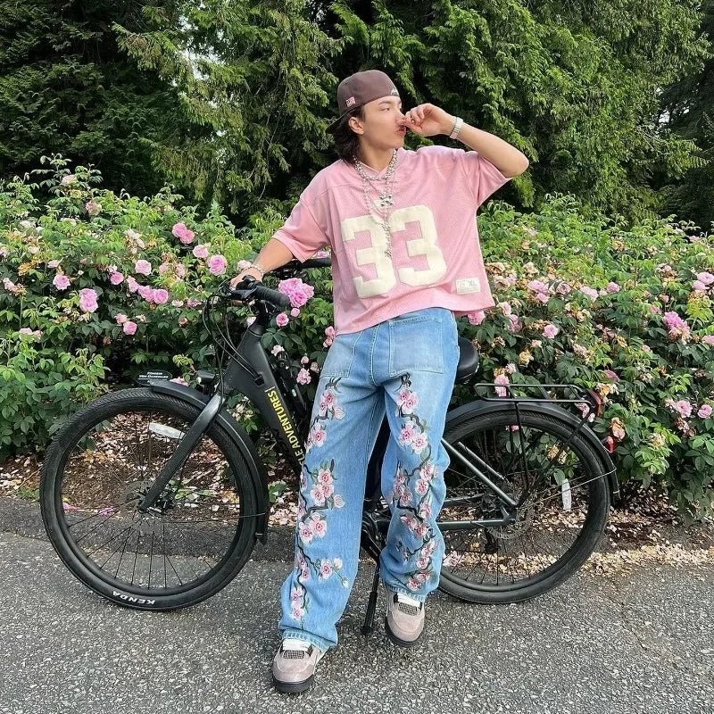Cherry Blossom Baggy Jeans - TrendyGroove