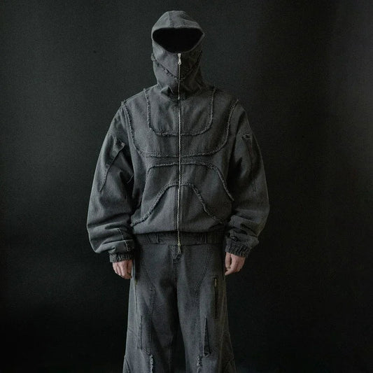 Denim Leisure Zip Up Hoodie - TrendyGroove